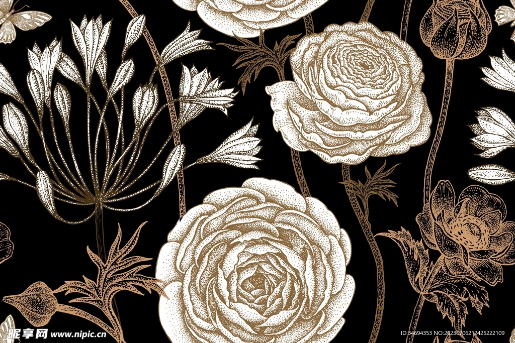 中式花鸟图案 