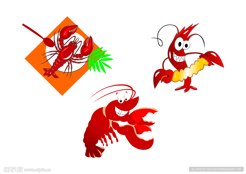 龙虾卡通矢量
