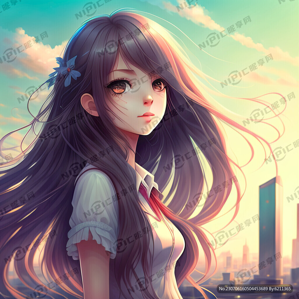 漂亮女孩 长发 动漫