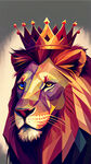 狮子，皇冠，色块，三角形，粗狂，美式插画