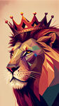 狮子，皇冠，色块，三角形，粗狂，美式插画