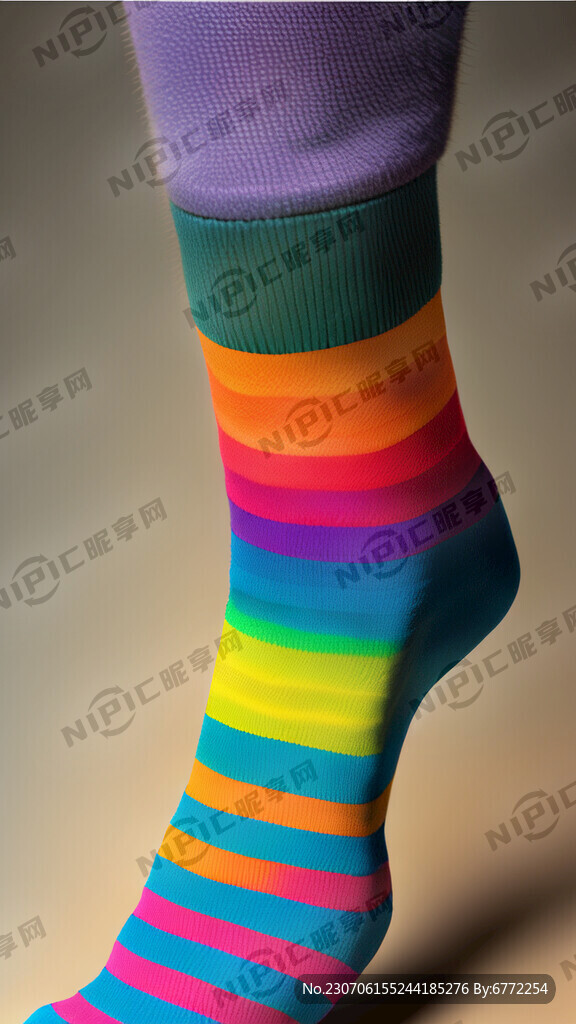 袜子 穿在脚上 色块构成 逼真