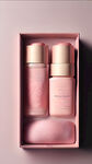一款美容养颜的口服类产品包装盒，朦胧的粉色，又有透亮的感觉，一眼就舒心