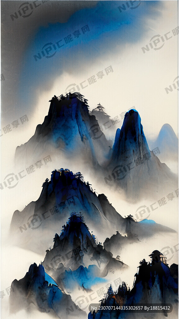 山峦叠嶂 风起雾散 中国风