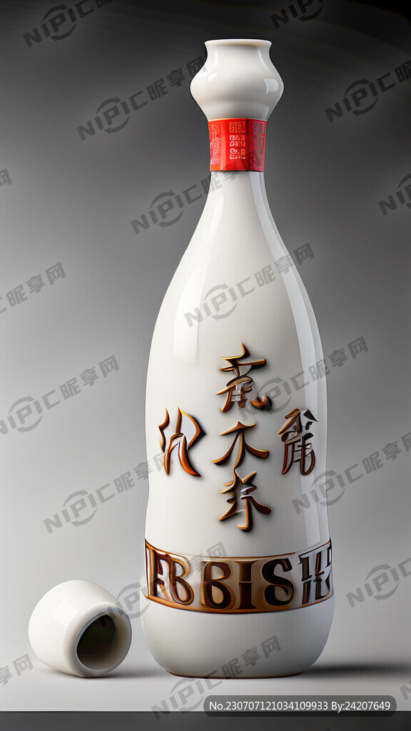 有福字的陶瓷白酒瓶