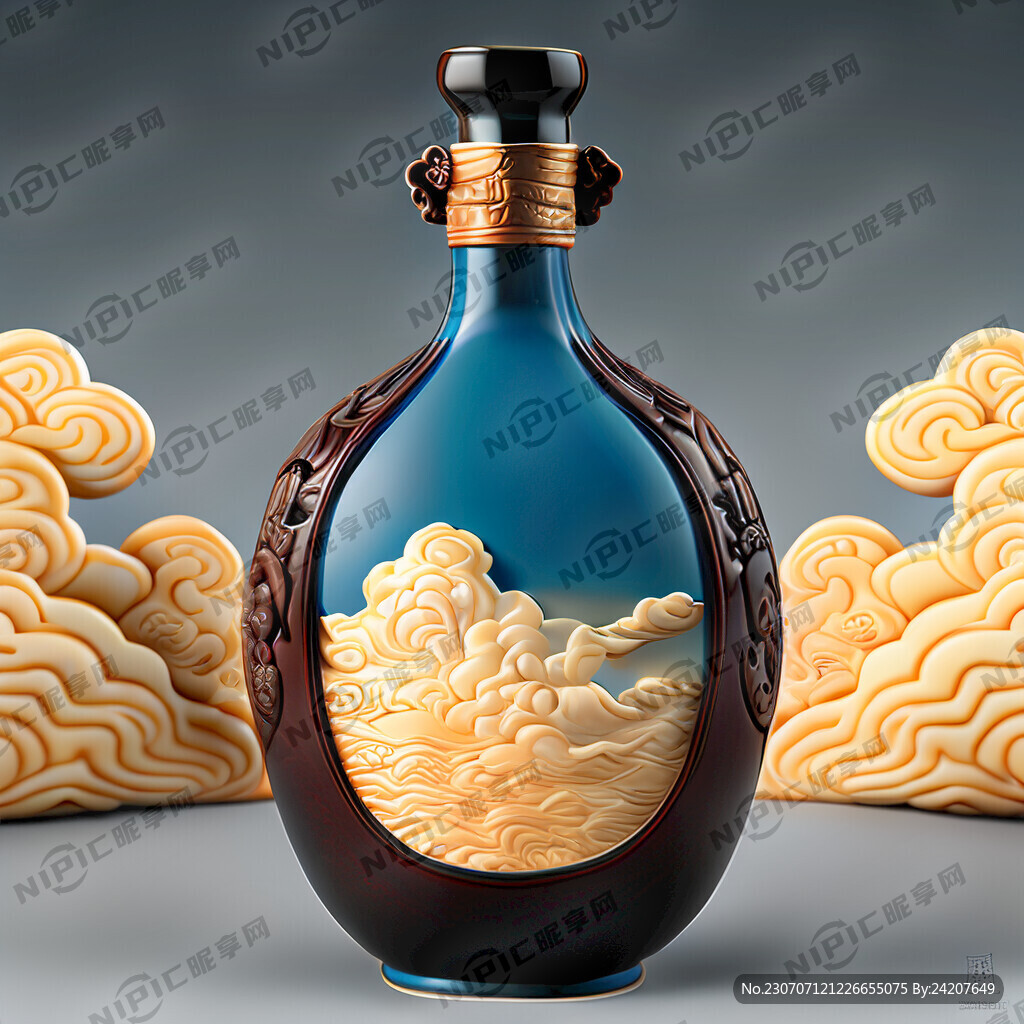 百福图精美浮雕祥云图案酒瓶
