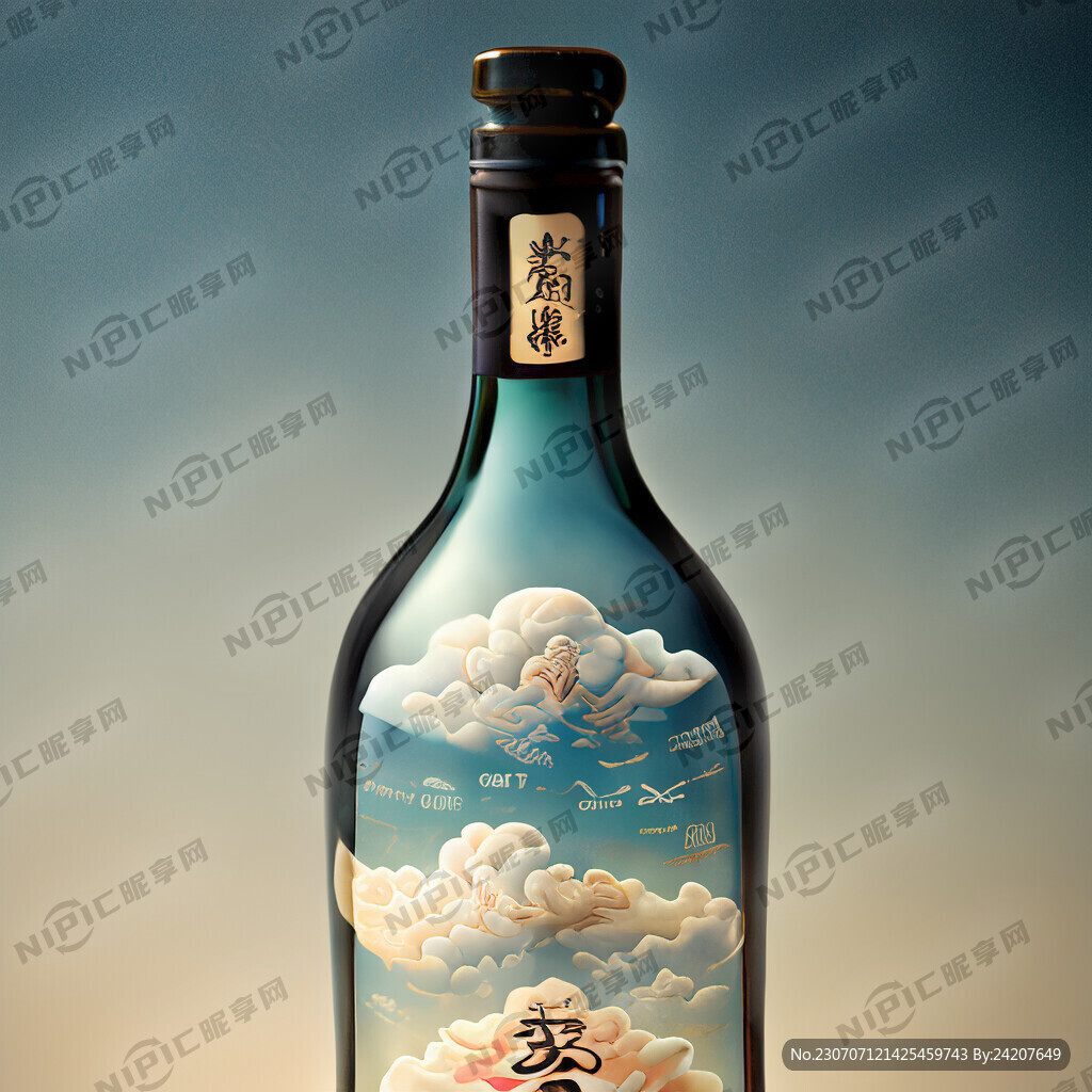 有福字和祥云图案的酒瓶