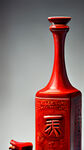 福字，红色，高档，精美，陶瓷，方形酒瓶，标准，完整