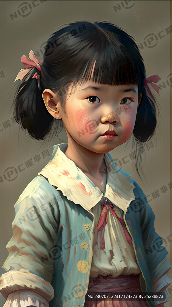 破旧的衣服小女孩