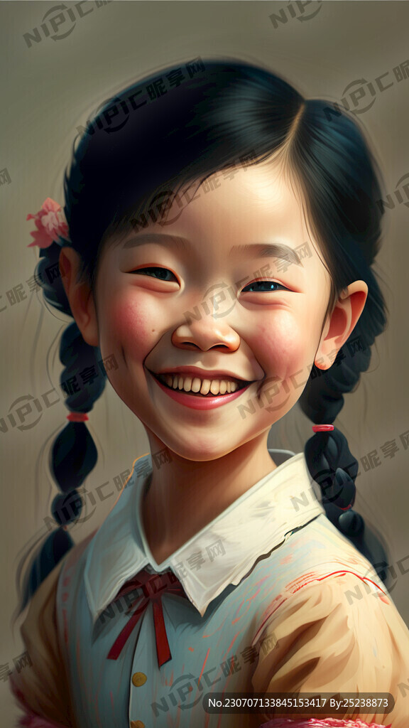 九岁爱笑的小姑娘