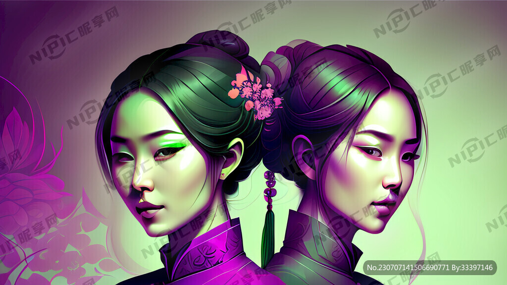 紫色和绿色渐变背景