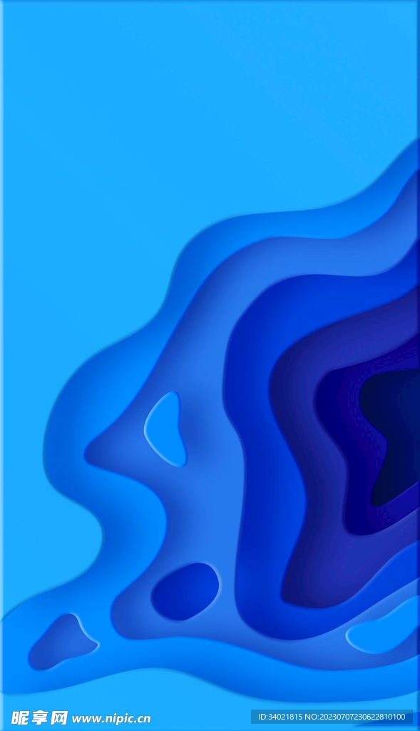蓝色渐变剪纸风抽象液体网页背景