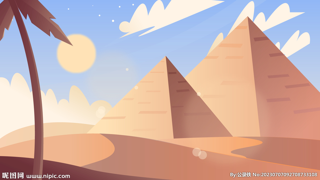 沙漠金字塔插画图片