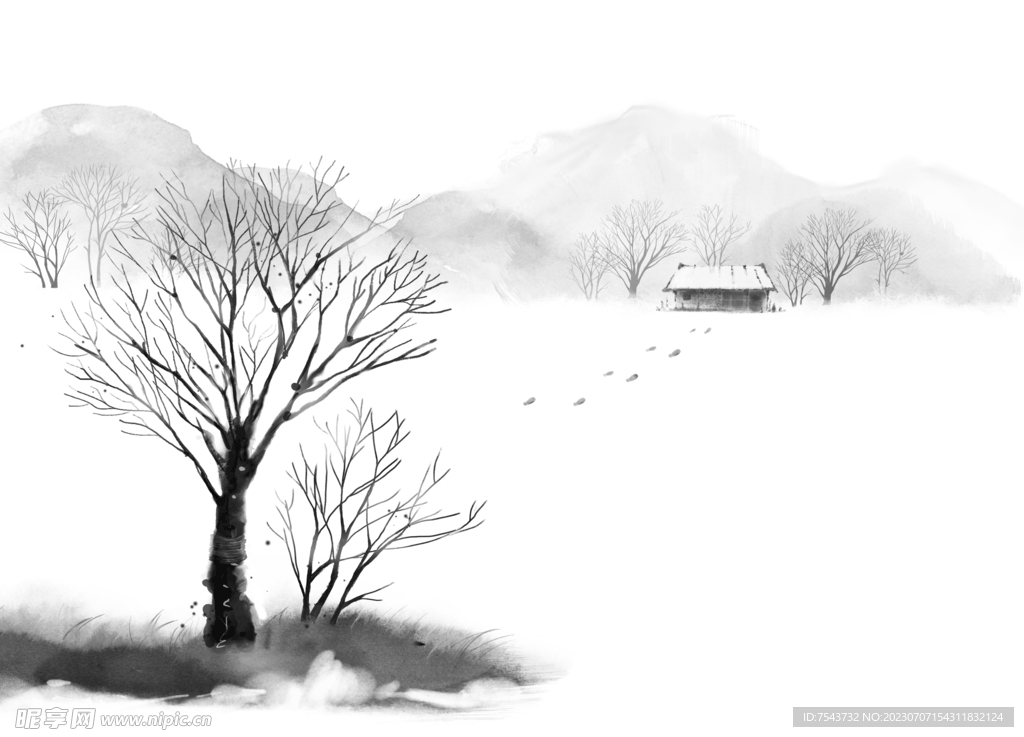 水墨雪景