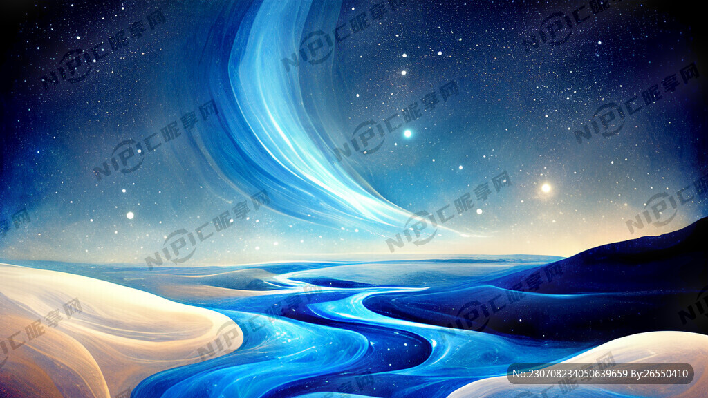 蓝色抽象星空河流