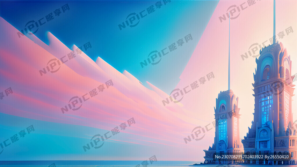 流光溢彩的蓝色空间空灵绚丽