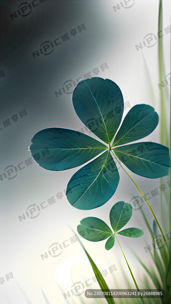 唯美清新四叶草 白底