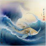 星辰大海，垂钓，大师，国潮风格，宏大场景，壮美景色，最高画质杰作，丁达尔效果，