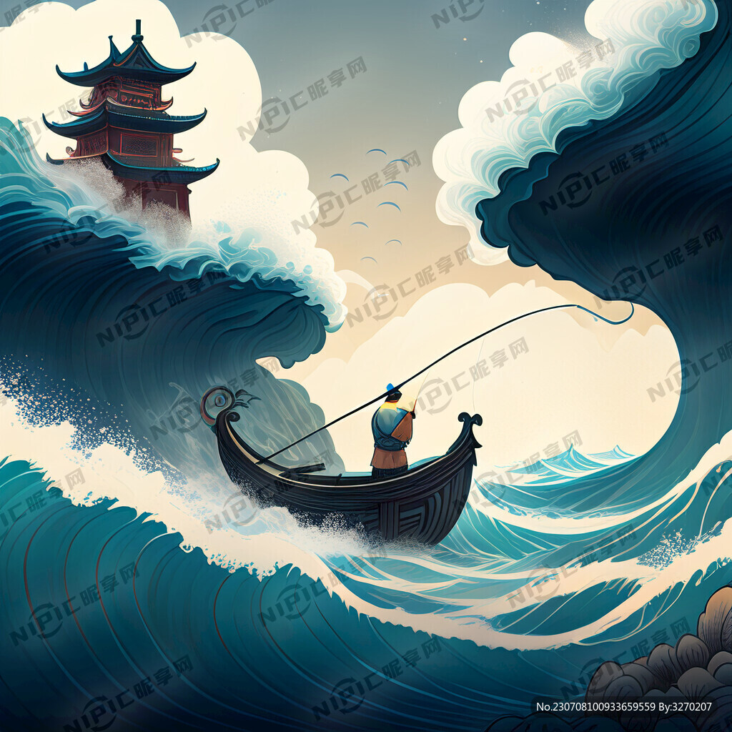 星辰大海 垂钓 大师 国潮风格