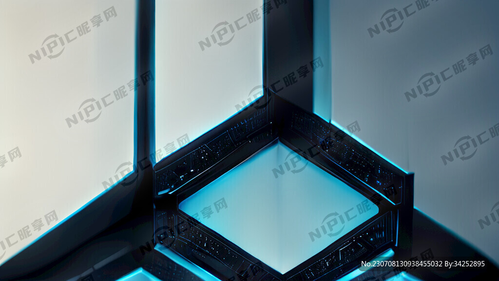 蓝色3D渲染 未来科幻