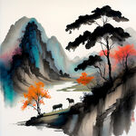 羊，画风明亮，色彩丰富，有层次