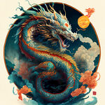 龙，十二生肖，画风明亮，色彩丰富，有层次