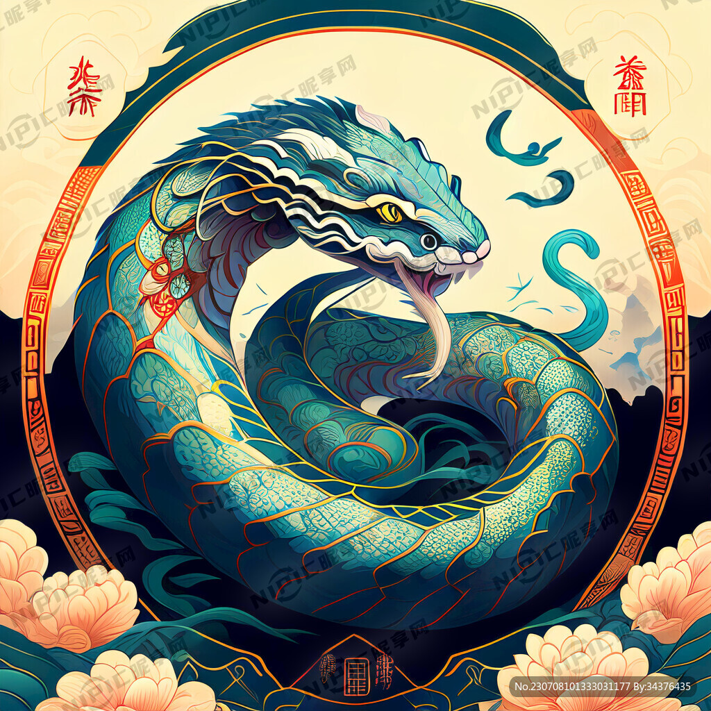 蛇 十二生肖 画风明亮 有层次