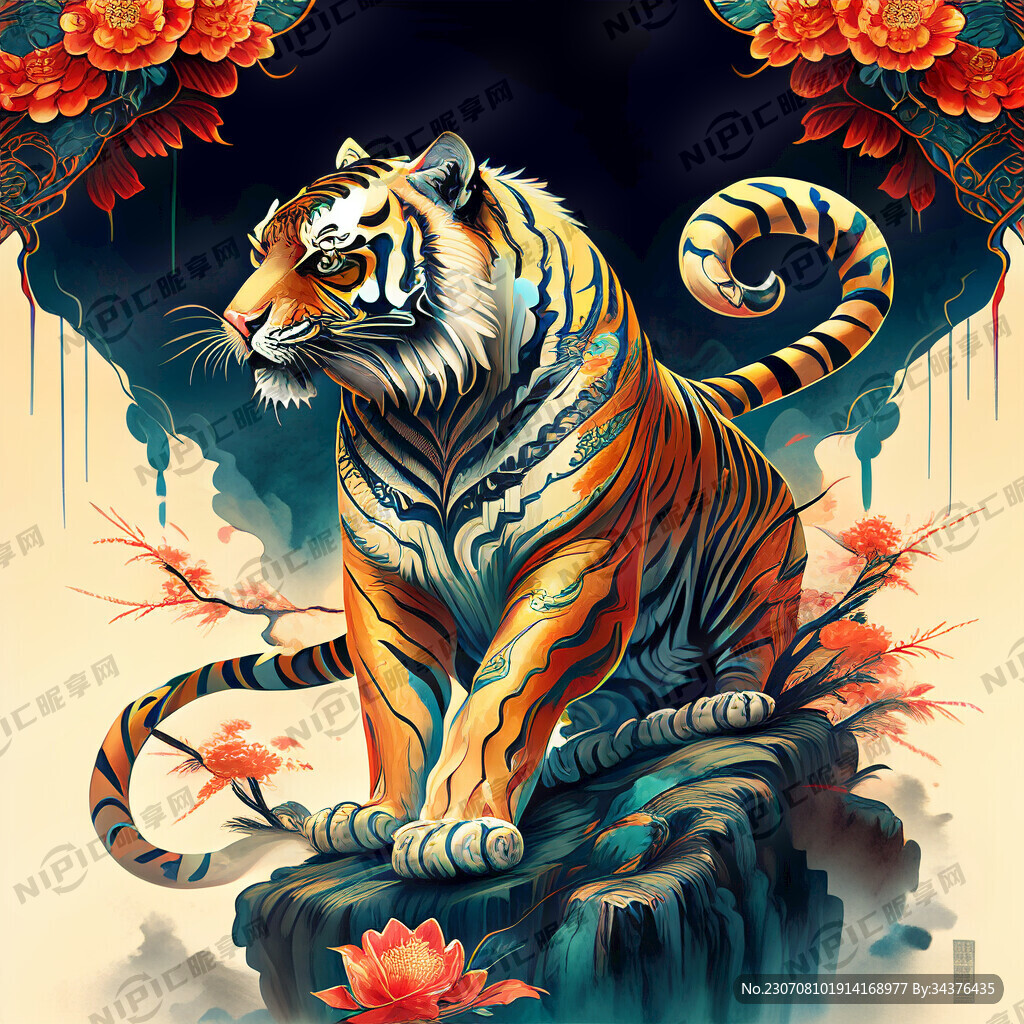 虎 十二生肖 画风明亮 有层次