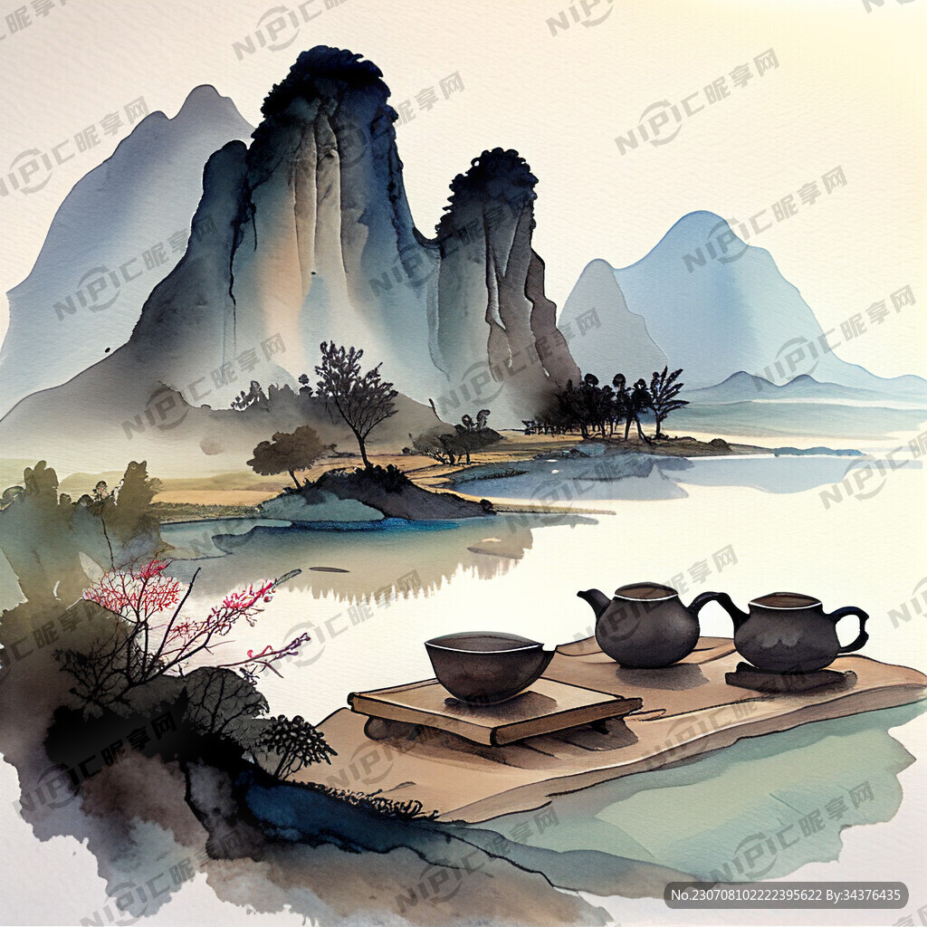 品茗制茶图