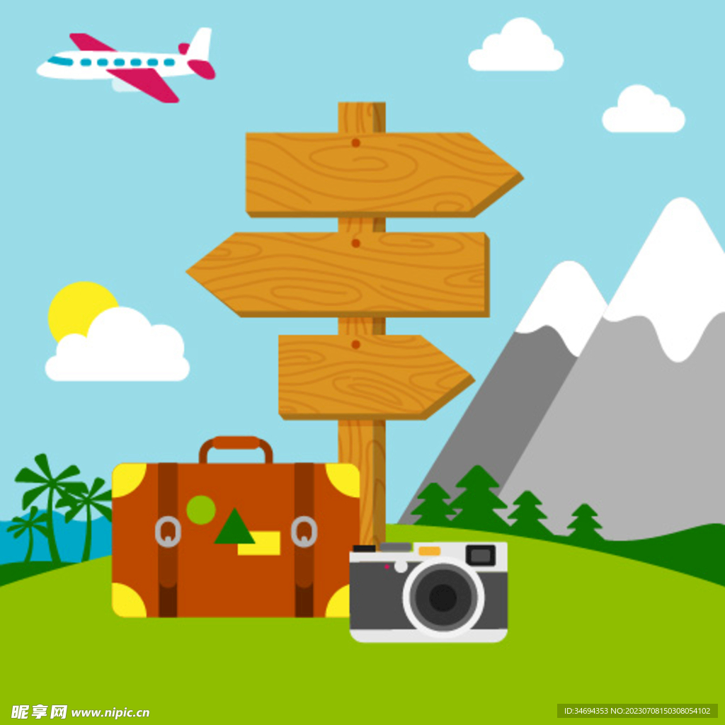旅游木头指示牌 