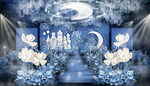 蓝色婚礼背景舞台效果图