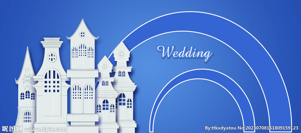 蓝色城堡婚礼背景设计