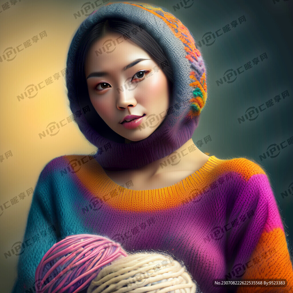 毛衣毛纱美女色彩