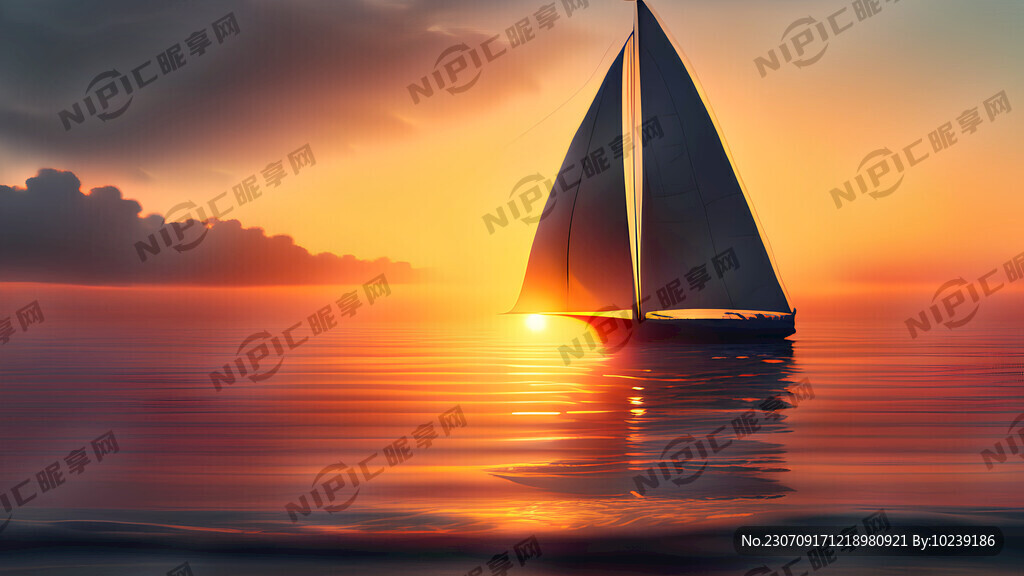 日出 大海 航海 高清 帆船