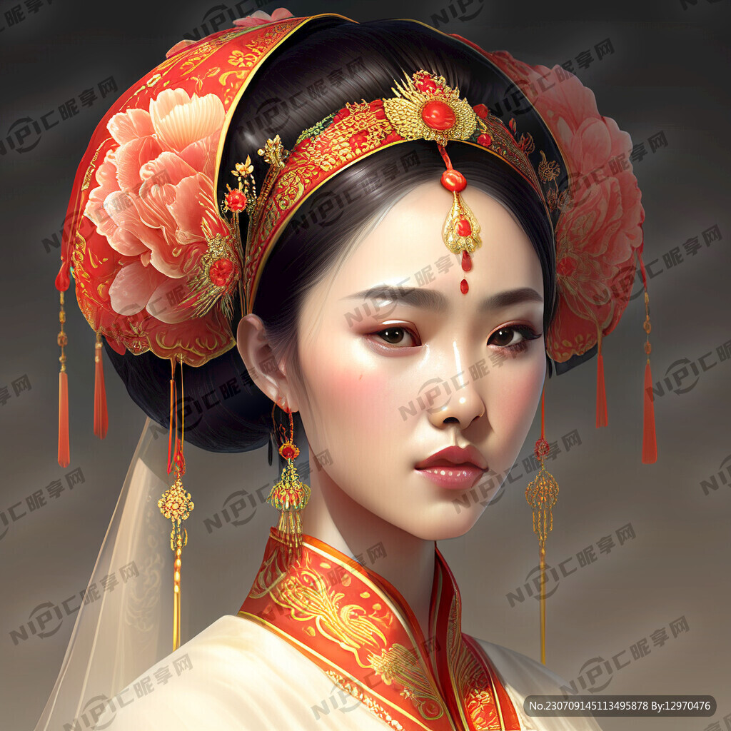 古代新娘漂亮害羞头饰