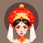 中国风新娘漂亮害羞头饰卡通