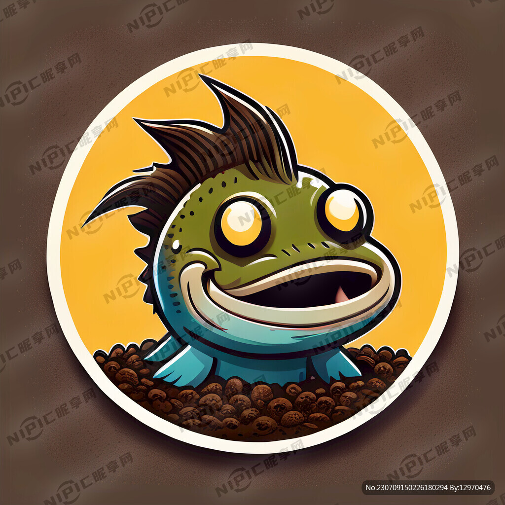 土泥鳅标志卡通萌头像可爱夸张