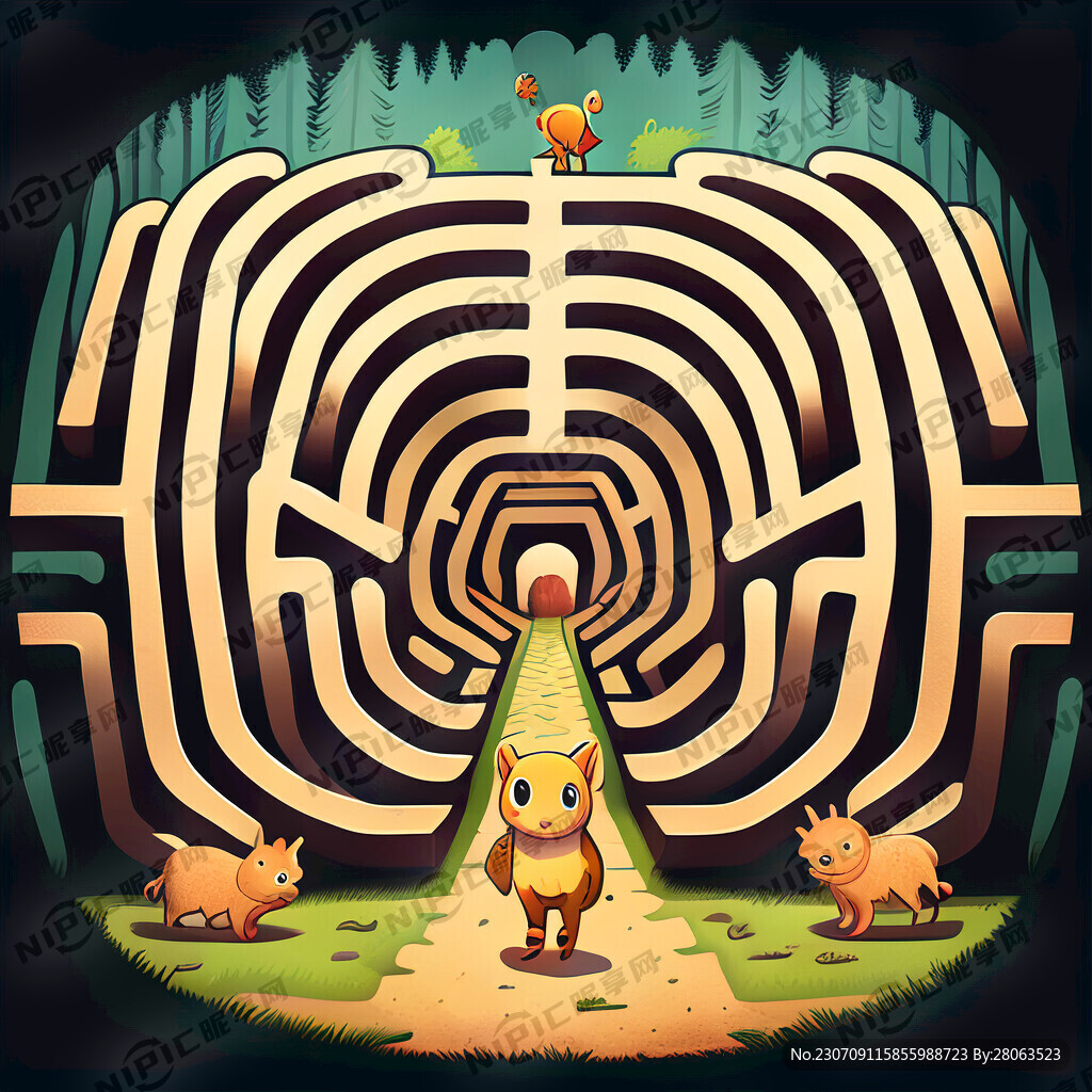 卡通动物走迷宫