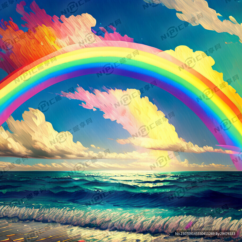 彩虹映照在海洋上