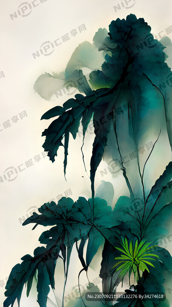 雾中的热带绿植 朦胧诗意