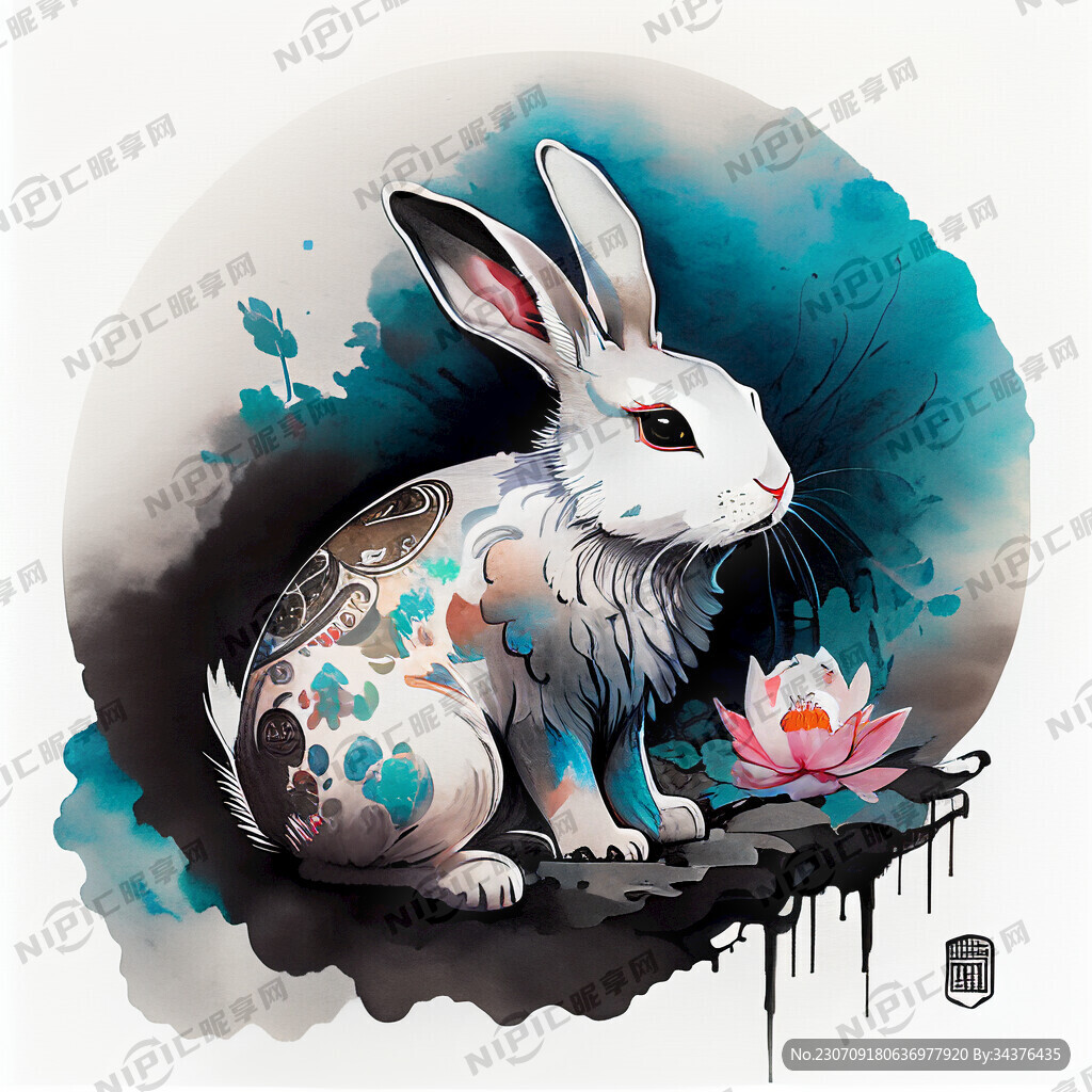 十二生肖 兔 色彩明亮