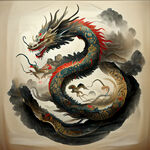 十二生肖，龙，层次感强，国画手绘