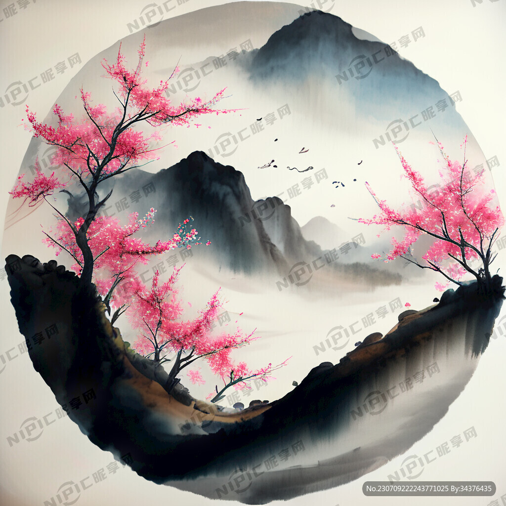 春天   层次感强 国画手绘