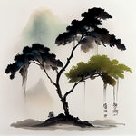 茶树，写实
画风明亮，
层次感强，