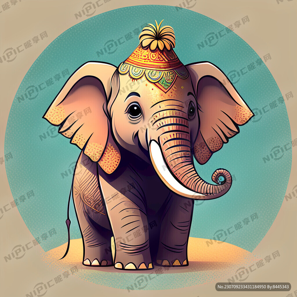泰式卡通大象 喜庆的 欢乐的