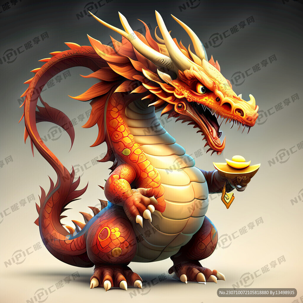 卡通财神龙形象