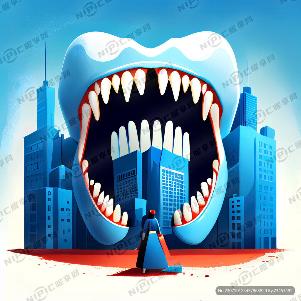 牙齿耗材商城插画蓝色