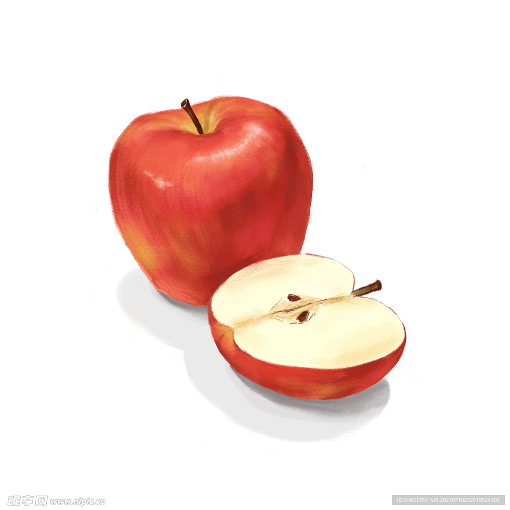 手绘彩色苹果