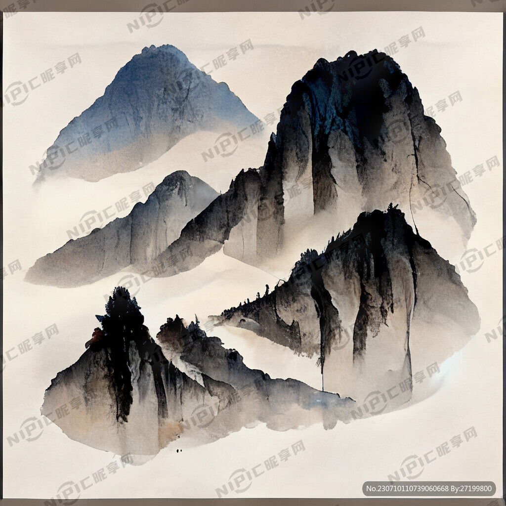 山谷 中国风 中国画 山水