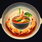 基围虾蔬菜火锅，晶莹剔透，艺术创想